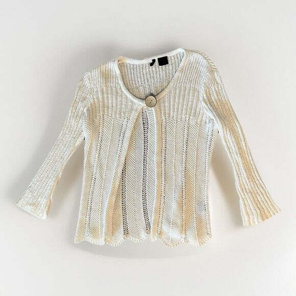 Etoile Sweaters - Etoile Ivory One Button Knit Cardigan Womens Size Medium